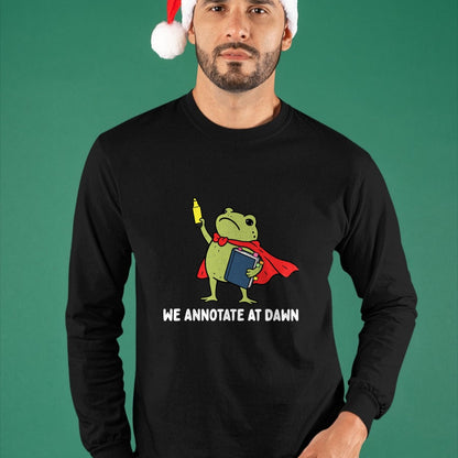 Best Teacher Shirt, Funny Teacher UnisexT-Shirt/Hoodie/Sweatshirt HLT00 - We Annotate At Dawn English Teacher Funny Frog Reader T-Shirt (1)
