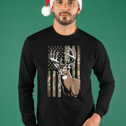 Funny Hunting Shirt, Gift For Hunting Lover Unisex T-Shirt/Hoodie/Sweatshirt HLT00 - Men Boy Camo Deer Hunting American Flag Whitetail Buck Youth T-Shirt