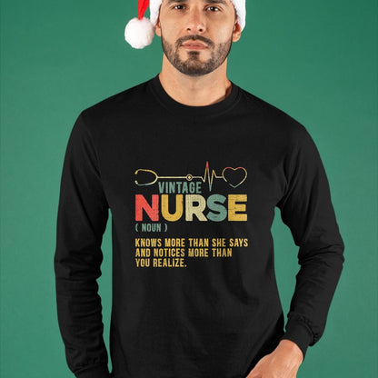 Funny Nurse Shirt, Nurse Unisex T-Shirt/Hoodie/Sweatshirt HLT00 - Womens Vintage Nurse Definition Hospital Medical Registered Nursing V-Neck T-Shirt