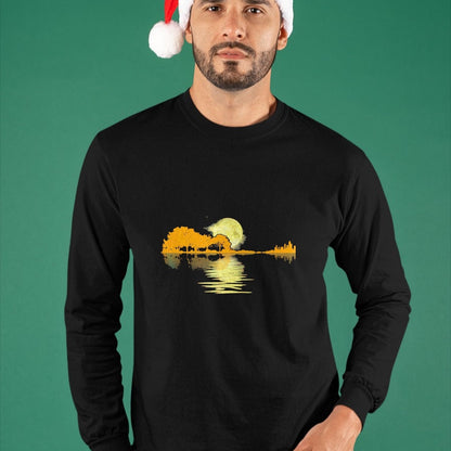 Guitar Lover Shirt, Funny Guitar UnisexT-Shirt/Hoodie/Sweatshirt HLT00 - Guitar Lake Shadow Love Guitar Musician T-Shirt, Men, Black, 3X-Large