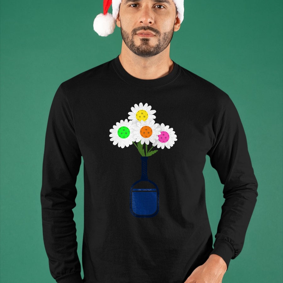Funny Pickleball Shirt, Pickleball Lover Unisex T-Shirt/Hoodie/Sweatshirt HLT00 - Pretty Pickleball Flowers in Paddle Vase - Pickleball T-Shirt