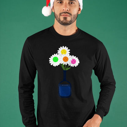 Funny Pickleball Shirt, Pickleball Lover Unisex T-Shirt/Hoodie/Sweatshirt HLT00 - Pretty Pickleball Flowers in Paddle Vase - Pickleball T-Shirt