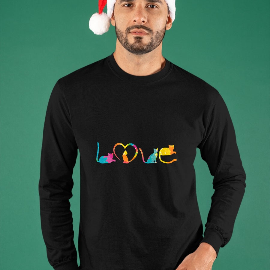 Cat Love Shirt, Funny Cat Lover Gift UnisexT-Shirt/Hoodie/Sweatshirt HLT00 - Love Cats Colorful Watercolor Decoration Cute Cat Toy T-Shirt (1)