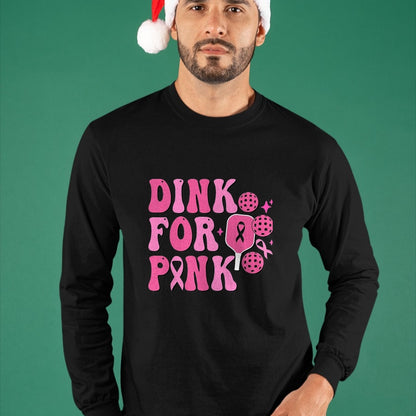 Funny Pickleball Shirt, Pickleball Lover Unisex T-Shirt/Hoodie/Sweatshirt HLT00 - Dink for Pink Breast Cancer Awareness Pickleball Ribbon Pink T-Shirt, Men, Black, 3X-Large