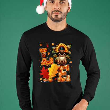 Cat Love Shirt, Funny Cat Lover Gift UnisexT-Shirt/Hoodie/Sweatshirt HLT00 - LOVE Thanksgiving Siamese Cat Costume Fall Leaves Sunflower T-Shirt for Men Women Kids (1)