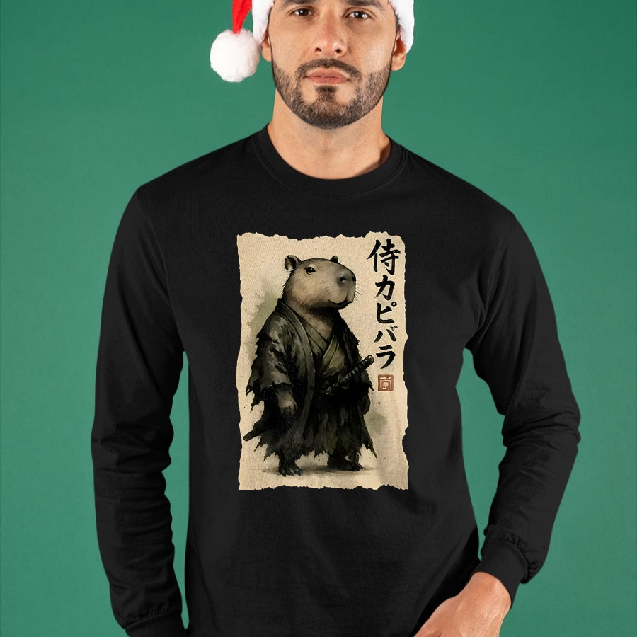 Cute Capybara Shirt, Funny Capybara Unisex T-Shirt/Hoodie/Sweatshirt HLT00 - Capybara Samurai Japanese Warrior Graphic Anime Ukiyo-e Art T-Shirt