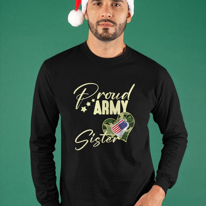 Gift for Dad Shirt, Funny Dad Unisex T-Shirt/Hoodie/Sweatshirt HLT00 – Proud Army SISTER Camouflage Dog Tag USA American Flag T-Shirt
