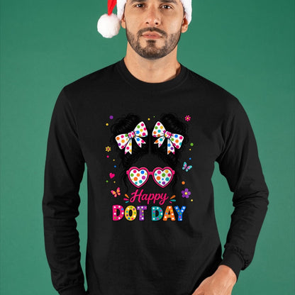 Best Teacher Shirt, Funny Teacher UnisexT-Shirt/Hoodie/Sweatshirt HLT00 -Happy Dot Cute Messy Bun Colorful Polka Dot Girl Kid Teacher T-Shirt
