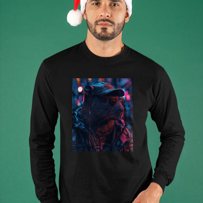 Cute Capybara Shirt, Funny Capybara Unisex T-Shirt/Hoodie/Sweatshirt HLT00 - Funny Graphic Capybara Long Sleeve T-Shirt (9)