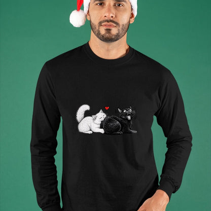 Cat Love Shirt, Funny Cat Lover Gift UnisexT-Shirt/Hoodie/Sweatshirt HLT00 - Funny Cat Couple Black White Cats Love Cat Biting Cat Butt T-Shirt