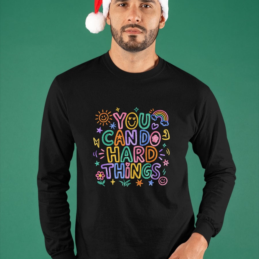 Best Teacher Shirt, Funny Teacher UnisexT-Shirt/Hoodie/Sweatshirt HLT00 - You Can Do Hard Things Doodle Teacher Motivational T-Shirt