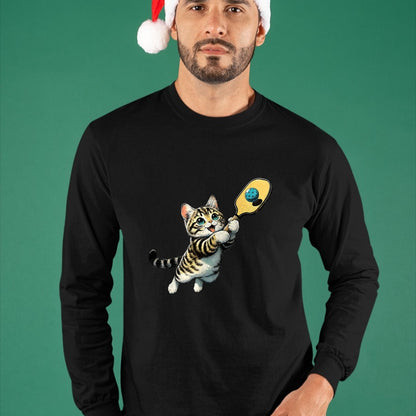 Funny Pickleball Shirt, Pickleball Lover Unisex T-Shirt/Hoodie/Sweatshirt HLT00 - Funny Kitten Playing Pickleball Cute Cat Pickleball Player T-Shirt