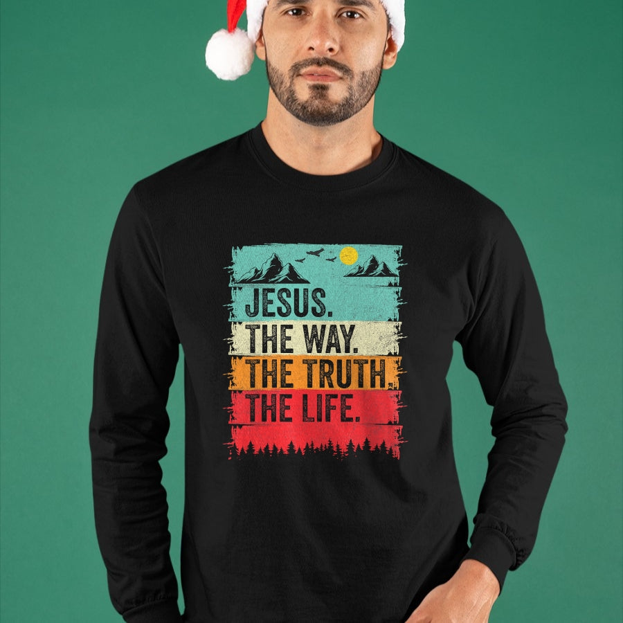 Christian Tee, Christian Faith Unisex T-Shirt/Hoodie/Sweatshirt HLT00 - Jesus The Way Truth Life Women Men Kids Christian Worship T-Shirt