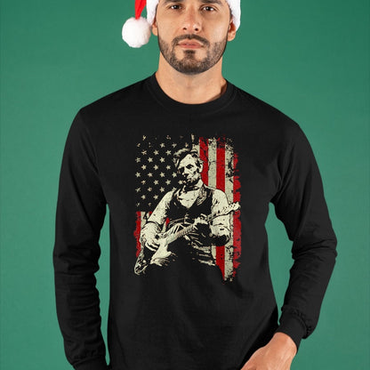 Guitar Lover Shirt, Funny Guitar UnisexT-Shirt/Hoodie/Sweatshirt HLT00 - Abraham Lincoln Playing Guitar Rock and Roll American Flag T-Shirt, Men, Black, 3X-Large