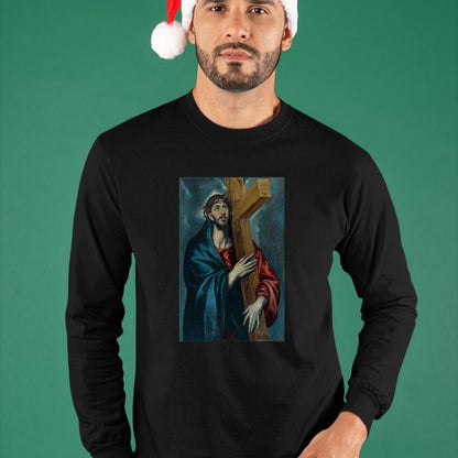 Christian Tee, Christian Faith Unisex T-Shirt/Hoodie/Sweatshirt HLT00 - Christ Carrying the Cross Jesus Painting Saviour Christian T-Shirt