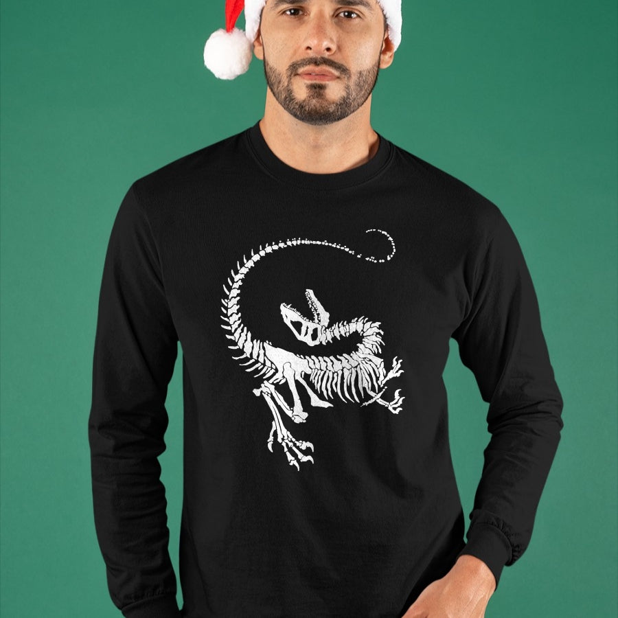 Best Dinosaur Lover Shirt, Funny Dinosaur UnisexT-Shirt/Hoodie/Sweatshirt HLT00 - Velociraptor Dinosaur Fossil Skeleton Paleontology T-Shirt, Men, Black, 3X-Large