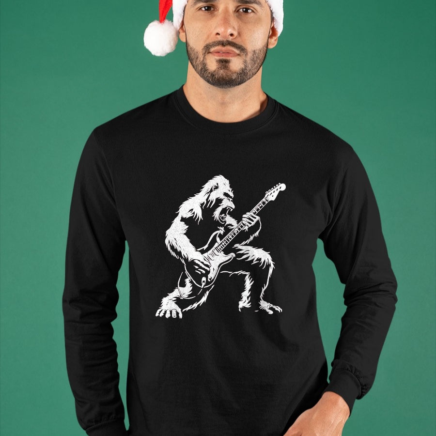 Guitar Lover Shirt, Funny Guitar UnisexT-Shirt/Hoodie/Sweatshirt HLT00 - Bigfoot Playing Guitar Rock Music Band Sasquatch T-Shirt, Men, Black, 3X-Large