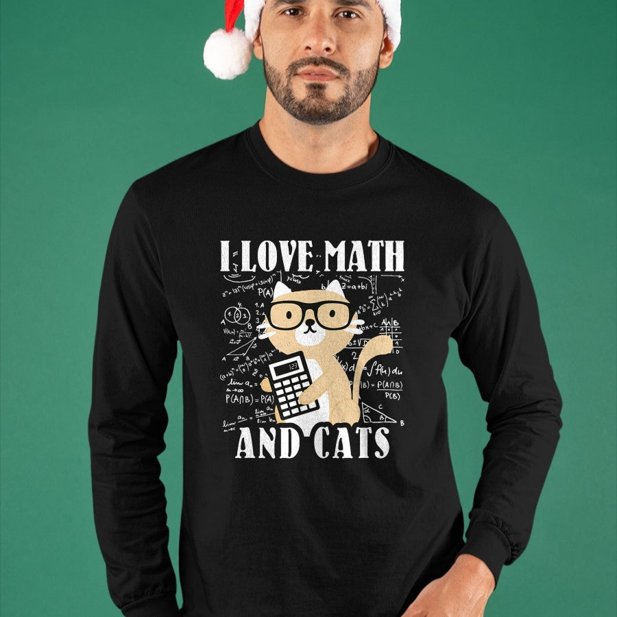 Cat Love Shirt, Funny Cat Lover Gift UnisexT-Shirt/Hoodie/Sweatshirt HLT00 - Math Kitty Cat I Love Math and Cats Mathematics Math T-Shirt for Men Women Kids