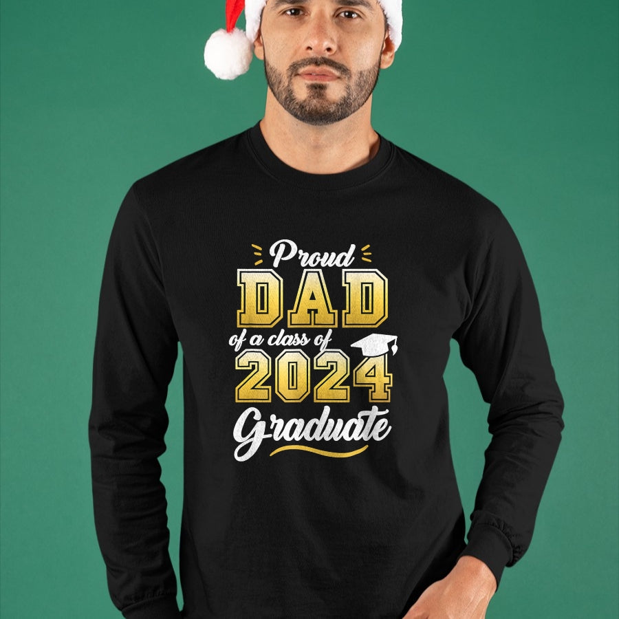 Gift for Dad Shirt, Funny Dad Unisex T-Shirt/Hoodie/Sweatshirt HLT00 – Proud Dad of a Class of 2024 Graduate Senior 24 Graduation T-Shirt