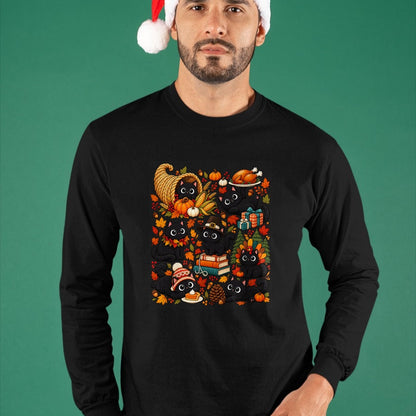 Best Thanksgiving Family Shirt , Funny Thanksgiving UnisexT-Shirt/Hoodie/Sweatshirt HLT00 - Cute Black Cats Thanksgiving Fall Harvest T-Shirt