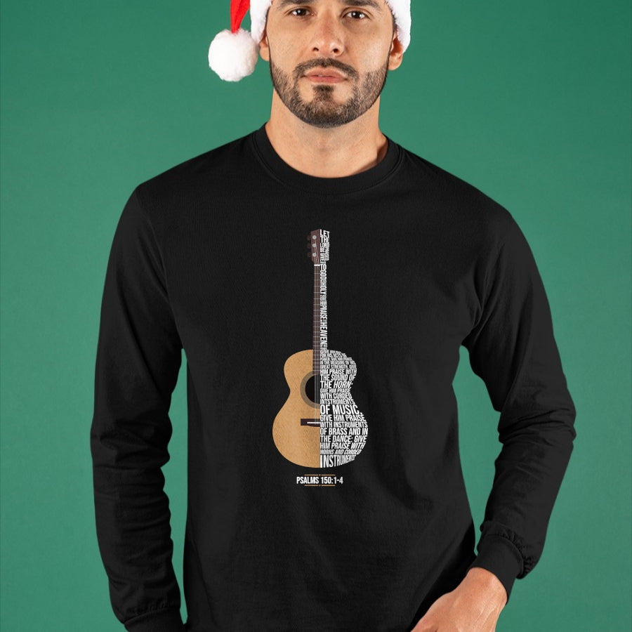 Guitar Lover Shirt, Funny Guitar UnisexT-Shirt/Hoodie/Sweatshirt HLT00 - Praise Him with The Strings Psalm 150 Acoustic Guitar Player T-Shirt