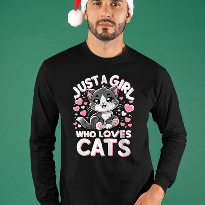 Cat Love Shirt, Funny Cat Lover Gift UnisexT-Shirt/Hoodie/Sweatshirt HLT00 - Just A Girl Who Loves Cats Cute Cat T-Shirt (1)