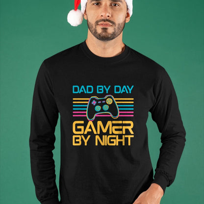 Gift for Dad Shirt, Funny Dad Unisex T-Shirt/Hoodie/Sweatshirt HLT00 – Dad By Day Gamer By Night Video Games Lover Gamer Dad T-Shirt