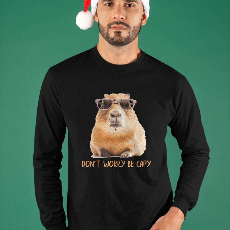Cute Capybara Shirt, Funny Capybara Unisex T-Shirt/Hoodie/Sweatshirt HLT00 - Funny Graphic Don_t Worry Be Capy Capybara T-Shirt
