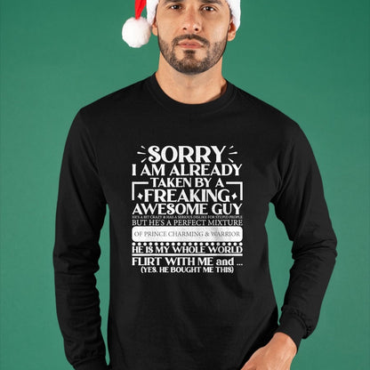 Best Wife Shirt, Wife and Husband Unisex T-Shirt/Hoodie/Sweatshirt HLT00 - Sorry I Am Already Taken By A Guy Husband T-Shirt (1)