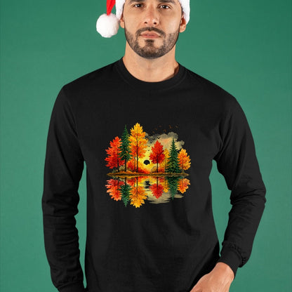 Best Thanksgiving Family Shirt , Funny Thanksgiving UnisexT-Shirt/Hoodie/Sweatshirt HLT00 - Retro Autumn Fall Leaves Forest Nature Lake Reflection T-Shirt