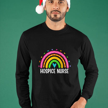 Funny Nurse Shirt, Nurse Unisex T-Shirt/Hoodie/Sweatshirt HLT00 - Hospice Care Nursing Rainbow RN Registered Hospice Nurse T-Shirt