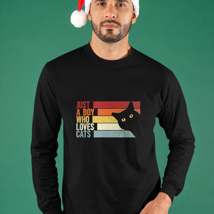 Cat Love Shirt, Funny Cat Lover Gift UnisexT-Shirt/Hoodie/Sweatshirt HLT00 - Just A Boy Who Loves Cats. Funny Cats Lover T-Shirt