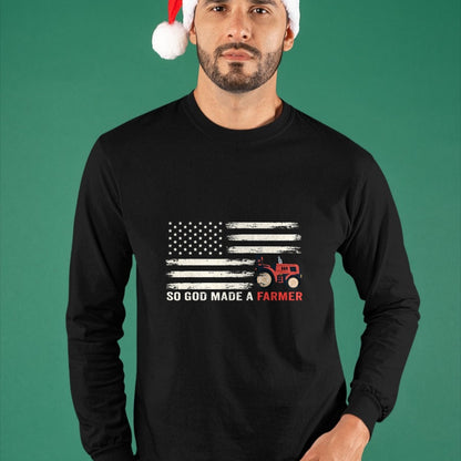Best Farmer Life Shirt, Funny Farmer UnisexT-Shirt/Hoodie/Sweatshirt HLT00 - So God Made A Farmer, USA Flag of Farmer T-Shirt for Women Men