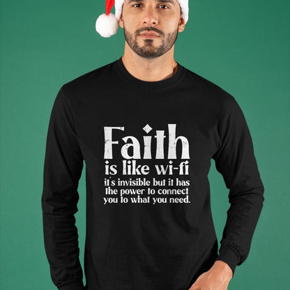 Christian Tee, Christian Faith Unisex T-Shirt/Hoodie/Sweatshirt HLT00 - Faith Is Like Wifi God Jesus Religious Christian Men Women T-Shirt