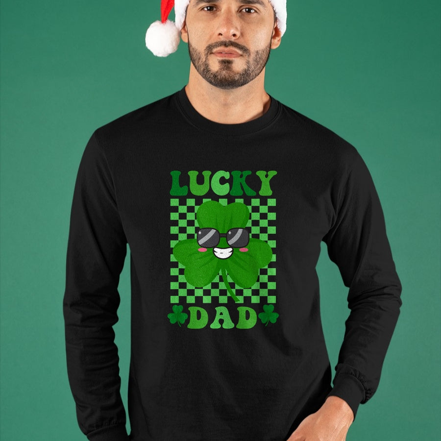 Gift for Dad Shirt, Funny Dad Unisex T-Shirt/Hoodie/Sweatshirt HLT00 – Lucky Dad Rainbow St Patricks Day Lucky Dad T-Shirt