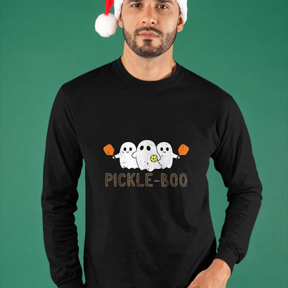 Funny Pickleball Shirt, Pickleball Lover Unisex T-Shirt/Hoodie/Sweatshirt HLT00 - Halloween Pickleball Ghosts Pickle Boo Costume Men Women Kid T-Shirt, Women