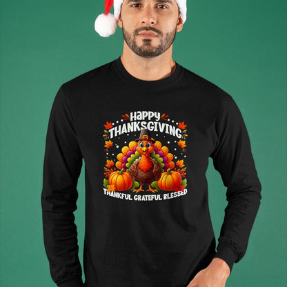 Best Thanksgiving Family Shirt , Funny Thanksgiving UnisexT-Shirt/Hoodie/Sweatshirt HLT00 - Thankful Grateful Blessed Turkey, Happy Thanksgiving T-Shirt, Men, Black, 3X-Large
