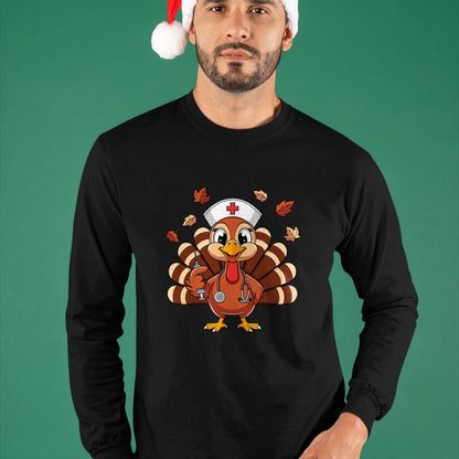 Funny Nurse Shirt, Nurse Unisex T-Shirt/Hoodie/Sweatshirt HLT00 - Thanksgiving Nurse Turkey RN ICU ER NICU Nurse Crew Women T-Shirt