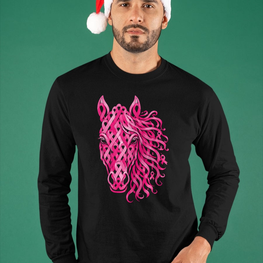Best Horse Lover Shirt , Funny Horse UnisexT-Shirt/Hoodie/Sweatshirt HLT00 - Pink Ribbon Horse Breast Cancer Awareness T-Shirt