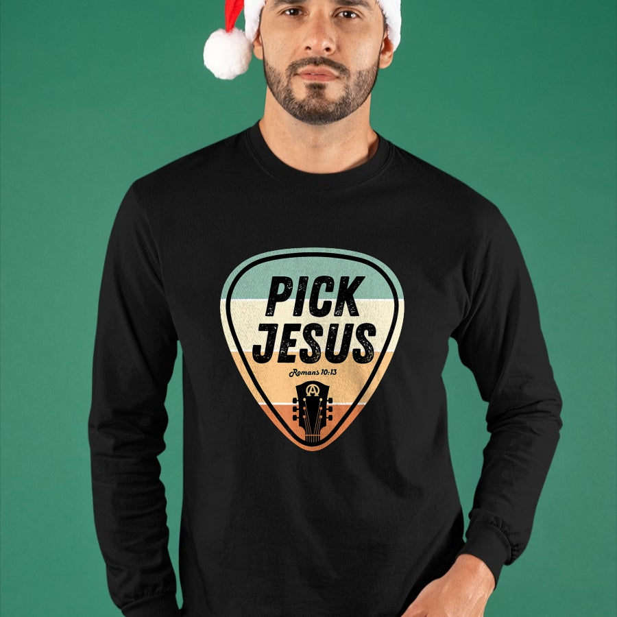 Guitar Lover Shirt, Funny Guitar UnisexT-Shirt/Hoodie/Sweatshirt HLT00 - Pick Jesus Shirt Funny Christian Music Guitar Pick Men Women T-Shirt