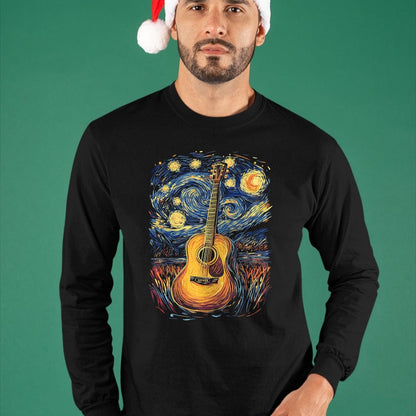 Guitar Lover Shirt, Funny Guitar UnisexT-Shirt/Hoodie/Sweatshirt HLT00 - Starry Night Inspired Acoustic Guitar T-Shirt