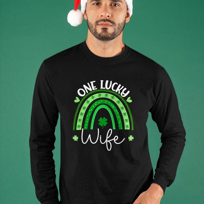 Best Wife Shirt, Wife and Husband Unisex T-Shirt/Hoodie/Sweatshirt HLT00 - Gift for wife T shirt, lucky wife   One Lucky Wife Rainbow Irish St Patricks Day Shamrock T-Shirt (1)