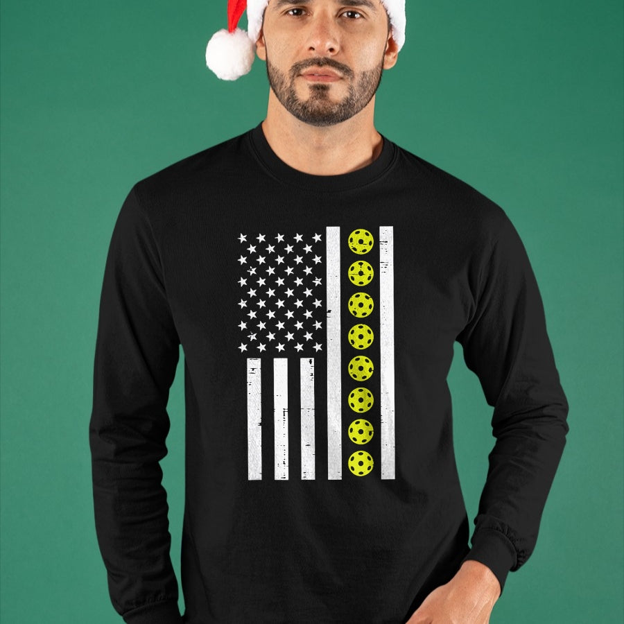 Funny Pickleball Shirt, Pickleball Lover Unisex T-Shirt/Hoodie/Sweatshirt HLT00 - Pickle Ball US Flag Pickleball Patriotic Men Women Kids Boys T-Shirt