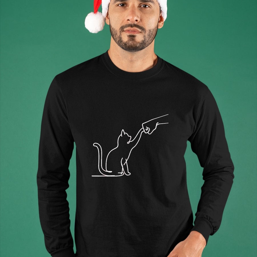 Cat Love Shirt, Funny Cat Lover Gift UnisexT-Shirt/Hoodie/Sweatshirt HLT00 - Cute Pet Tee I Love My Cat Best Friend Fist Bump Paw Cat T-Shirt, Women, Black, Medium