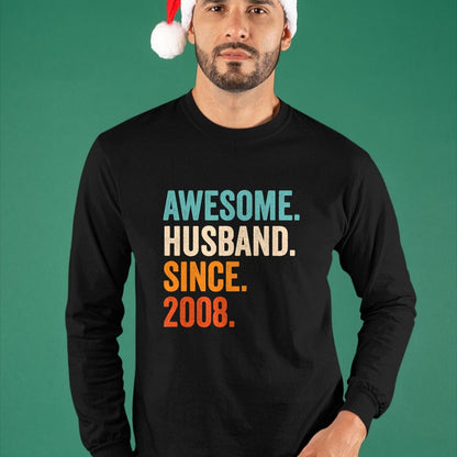 Best Wife Shirt, Wife and Husband Unisex T-Shirt/Hoodie/Sweatshirt HLT00 - Awesome Husband Since 2008 16th wedding anniversary 16 years T-Shirt