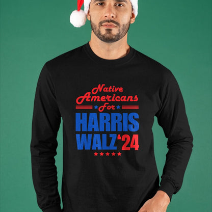 Native American T-Shirts, Vintage Native American Unisex T-Shirt/Hoodie/Sweatshirt HLT00 - Native Americans for Harris Walz Kamala for President