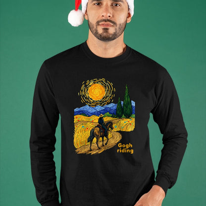 Best Horse Lover Shirt , Funny Horse UnisexT-Shirt/Hoodie/Sweatshirt HLT00 - Gogh Riding Funny Van Gogh Horse Starry Night Cowboy T-Shirt