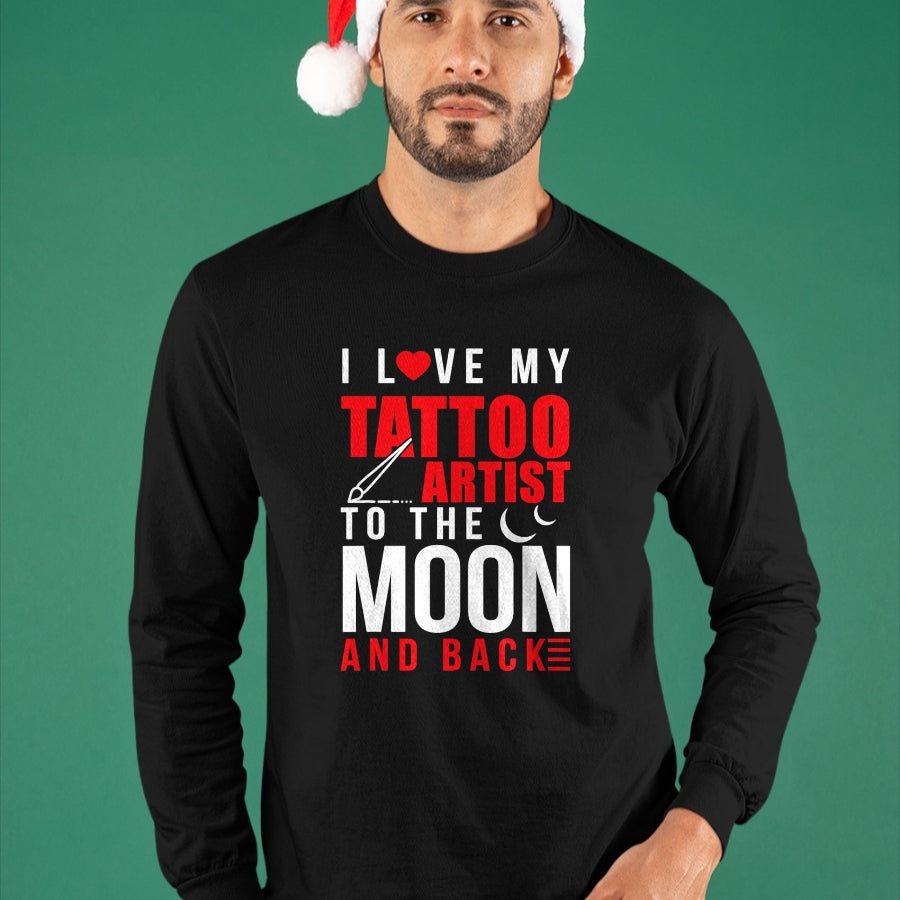 Best Wife Shirt, Wife and Husband Unisex T-Shirt/Hoodie/Sweatshirt HLT00 - I Love My Tattoo Artist To Moon & Back Husband Wife T-Shirt