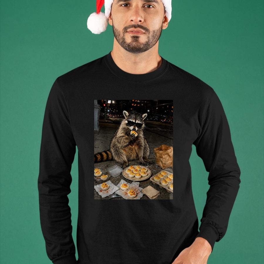 Best Thanksgiving Family Shirt , Funny Thanksgiving UnisexT-Shirt/Hoodie/Sweatshirt HLT00 - Raccoon Eating Deviled Eggs Funny Thanksgiving Humor T-Shirt