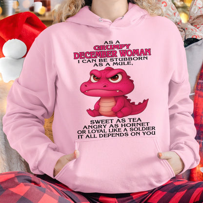 Born in December – Grumpy Woman Quote Funny Alligator Design, Stubborn Sweet Angry Loyal – FMA NINA12 (SKU09-31-12)